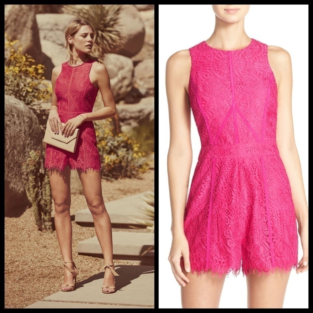 💕ADELYN RAE💕 Pink Lace Fringe Romper Playsuit